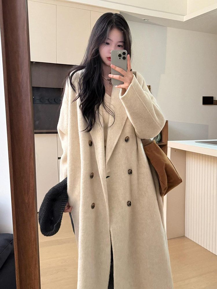 毛呢外套女小个子2025新款冬季韩系加厚高级感气质中长款呢子